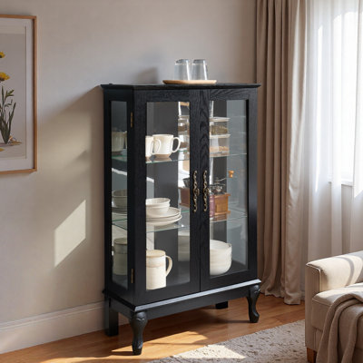 Lighted Display Cabinet With Led Light And Adjustable Shelves