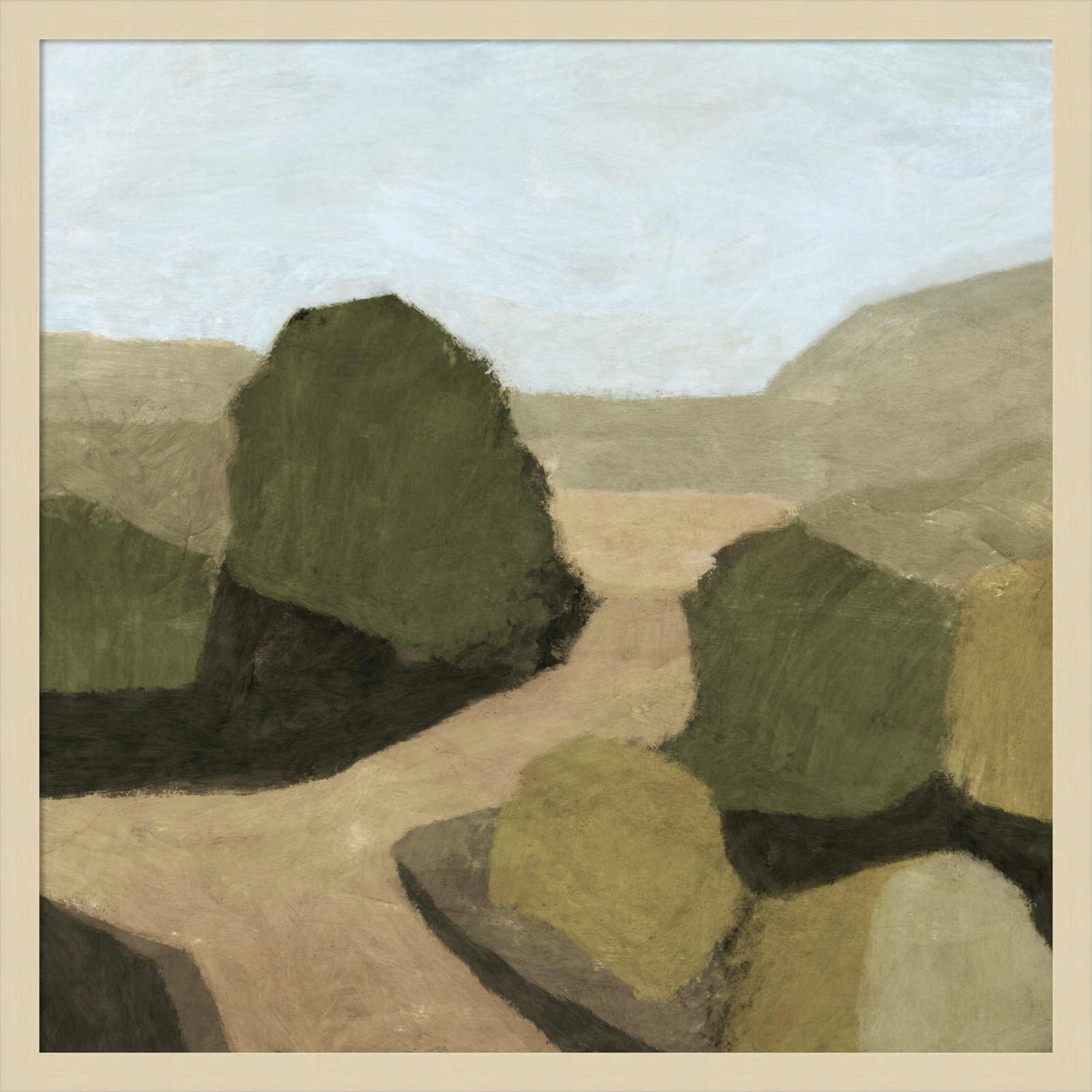 Paysage 1 by Dan Hobday Wood Framed Wall Art Print, Brown, 25" H x 25" W