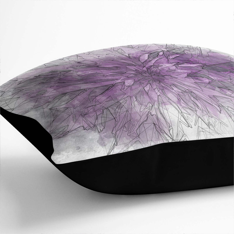 Abstract Square Throw Cushion, 40cm H x 40cm W x 15cm D, Black