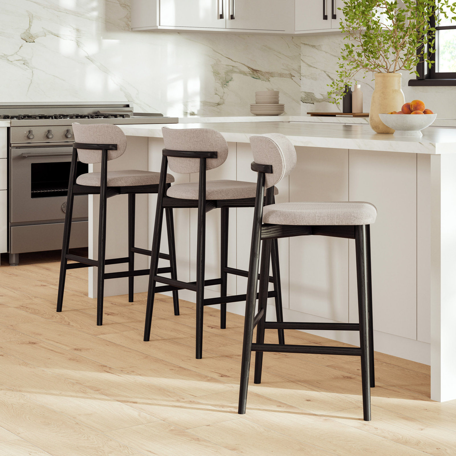 30" Bar Stool, Counter Stool (26" Seat Height), Black