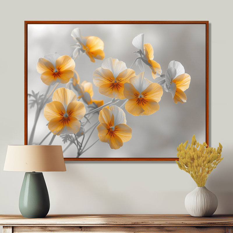 Reproduction d'art mural jaune, Encadrement brun, H 16 po x l 32 po