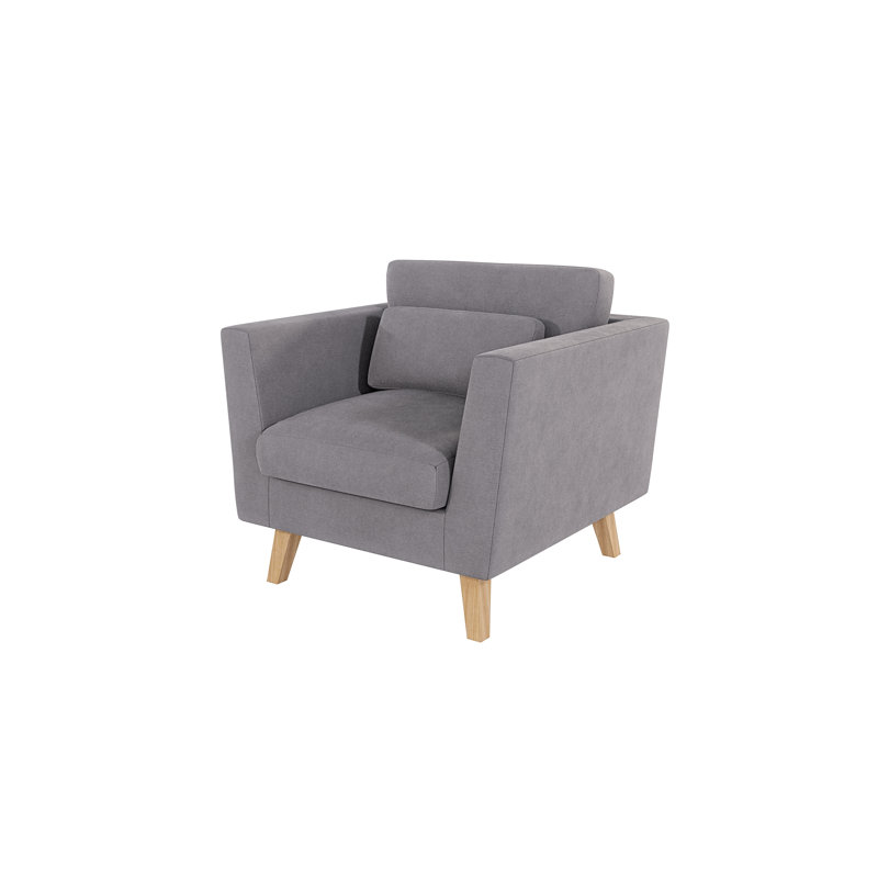 Armchair with Wooden Legs In Scandinavian Style , Grey