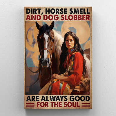 «Woman Horse Smell And Dog Slobber», reproduction d'art graphique sur toile tendue 1 pièce | 0128