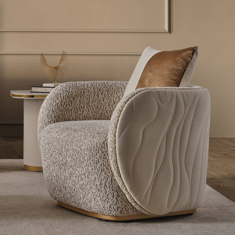 Gineverra Accent Chair - Biscotti/Ivory Gold
