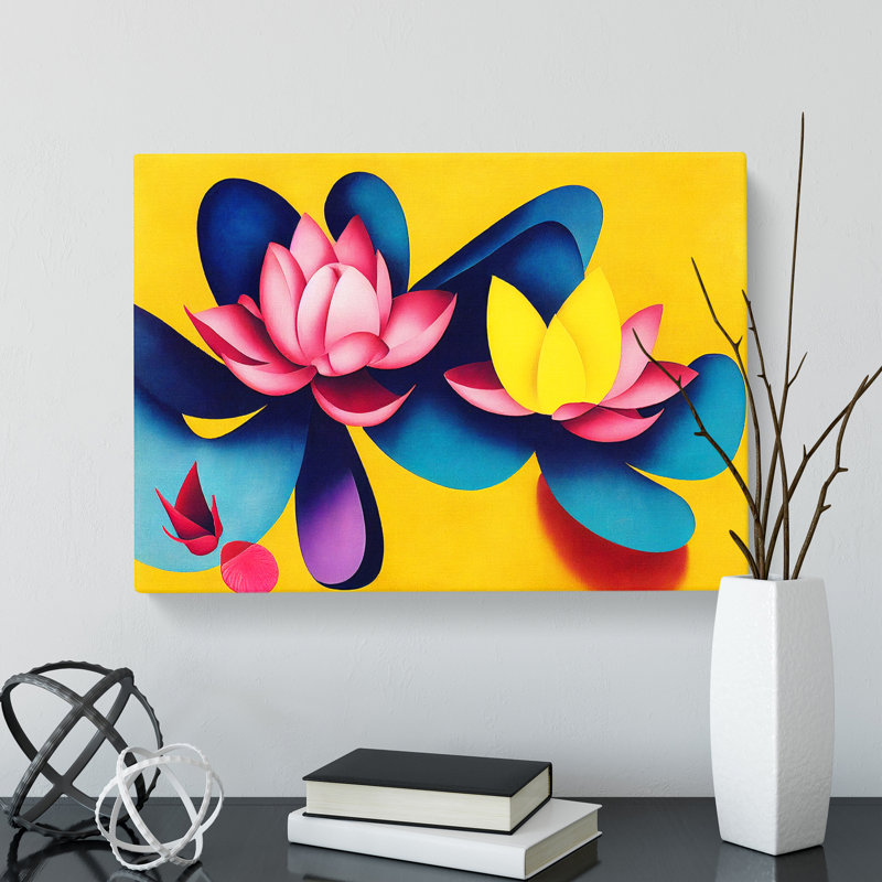 Lotus Flowers Abstract - Wrapped Canvas, 35cm H x 50cm W x 3cm D