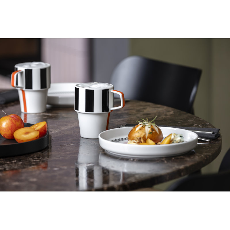 Villeroy & Boch - Memphis Collection Breakfast Plate, Premium Porcelain, Made in Germany,  8.25 in Diameter, Dishwasher and Microwave Safe, Small Plate for Cakes & Snacks, Dessert Plate, White with Pink & Black Accents