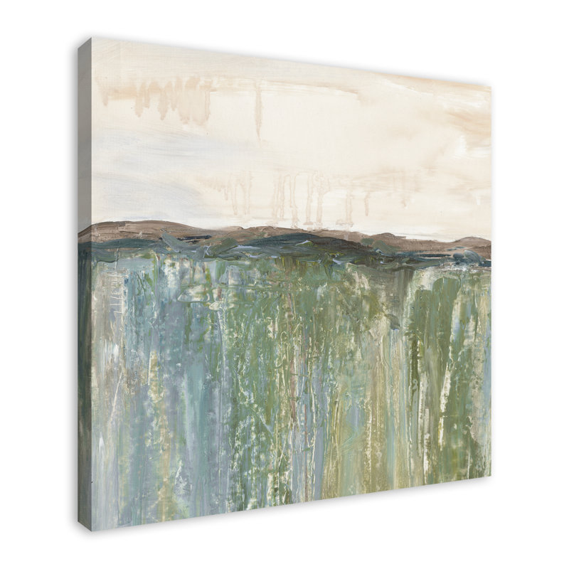 Champ d'herbe abstrait - peinture sur toile, Toile tendue, H 36 po x l 36 po x P 1,25 po