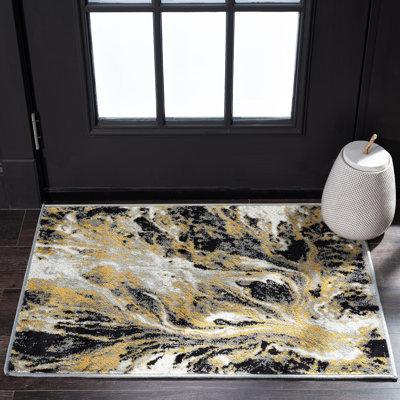 Tapis jaune / noir / blanc Pinette