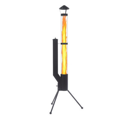 64.4" Outdoor Wood Pellet Patio Heater, Portable Fire Pit with Glasstube