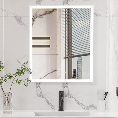 Surface Frameless LED Davaughn Mirror With 2 Adjustable Shelf & Bluetooth Speaker