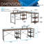 Bureau industriel en L avec tablettes de rangement, noyer