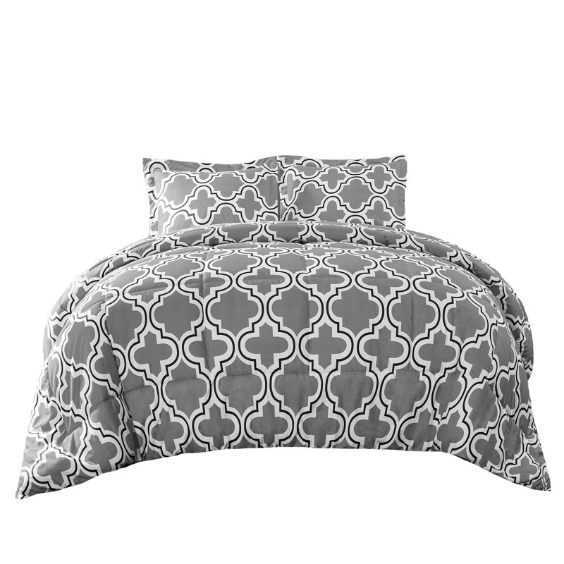 Superior Trellis Hypoallergenic Down Alternative Comforter Set, Gray, Twin/Twin XL  2pc Set
