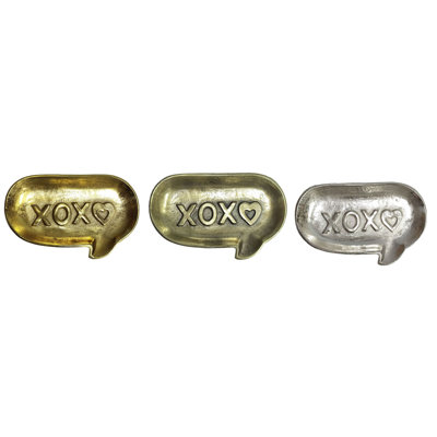 Ensemble de 3 petits plats en métal en forme de message Xoxo