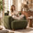 Amoban 38.00"W Green Chenille Upholstered Barrel Accent Chair with Pillow, Rounded Armrests.-1440575265