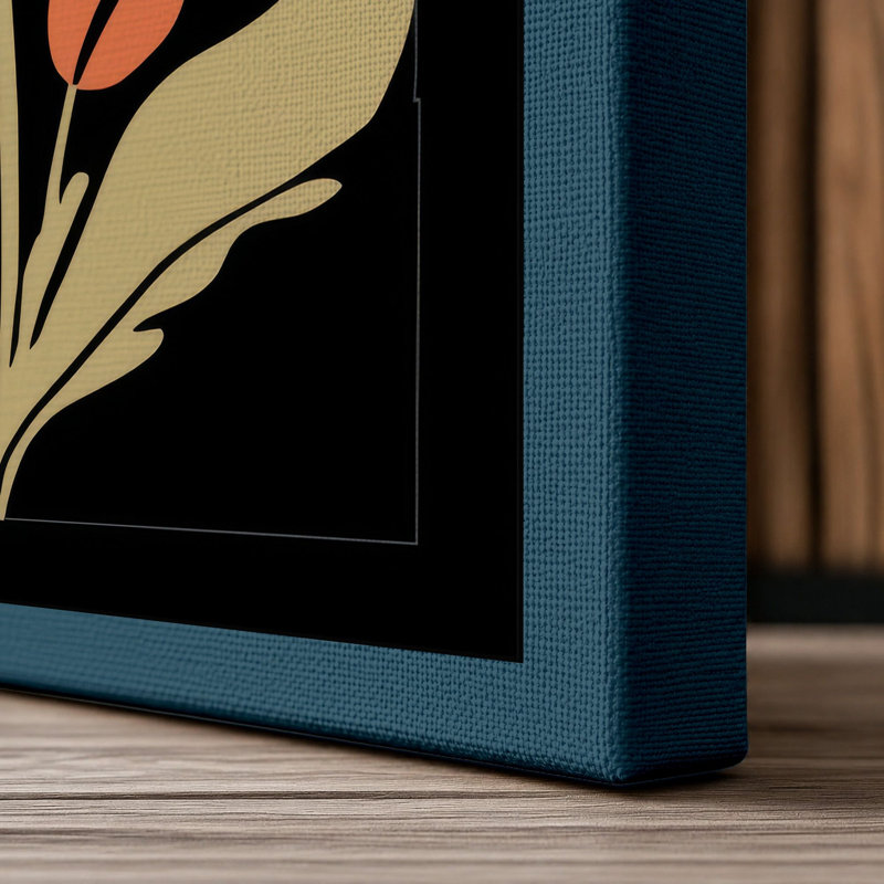Two Stem Botanicals Botanical 1 Piece Wrapped Canvas Wall Art, 36x24 - 91.4 x 61.0 cm, Teal Border