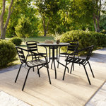 Chrisoula Modern Aluminum Slat Back Stacking Patio Chairs