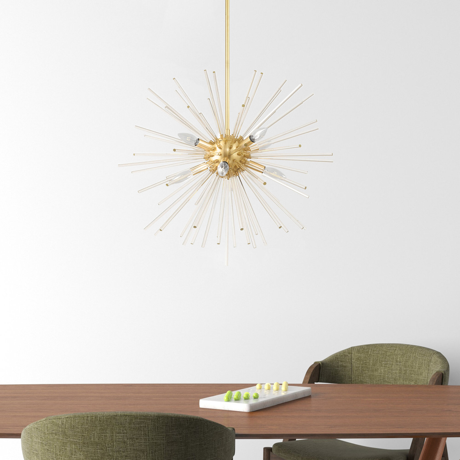 Ryzen 6 - Light Dimmable Sphere Chandelier, Satin Brass, 25.75'' H x 15.75'' W x 25.75'' D