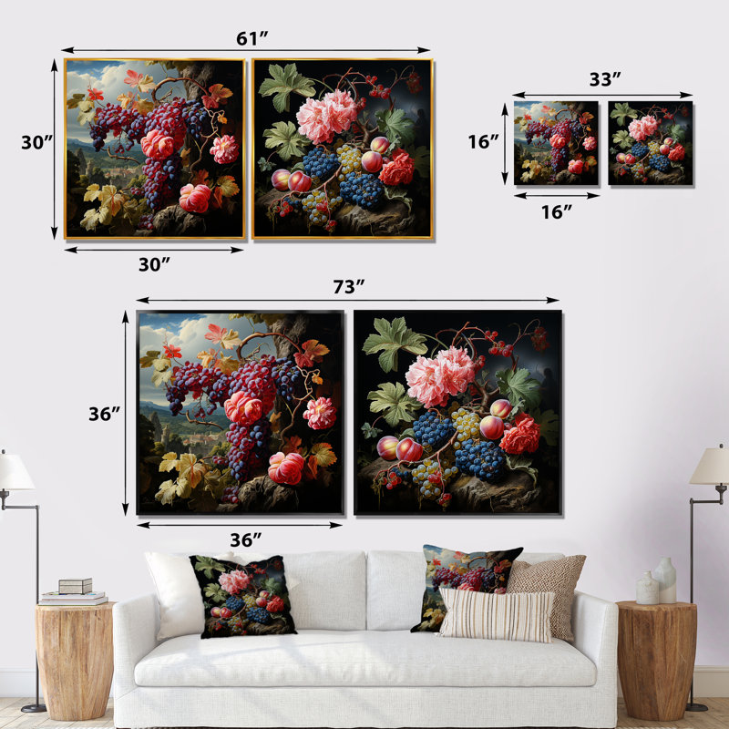 Ensemble de 2 peintures murales Renaissance I, Toile tendue, H 16 po x l 33 po x P 1 po