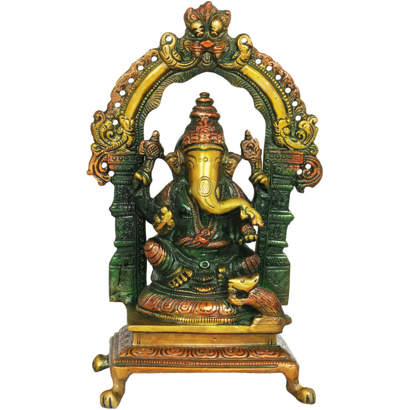 Figurine Temple Ganesha, Vert / or