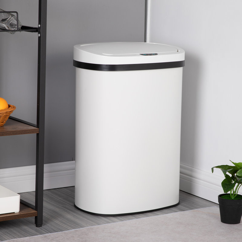 Steel Kitchen Trash Can - 13 Gallons, White