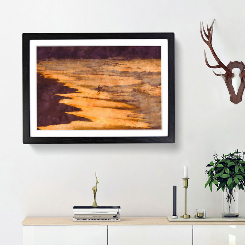 Heading into the Surf - Picture Frame Painting Print, Black Framed, 62cm H x 87cm W x 2cm D
