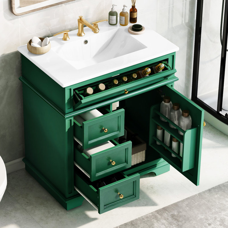 30" Bathroom Vanity With Sink, Vert