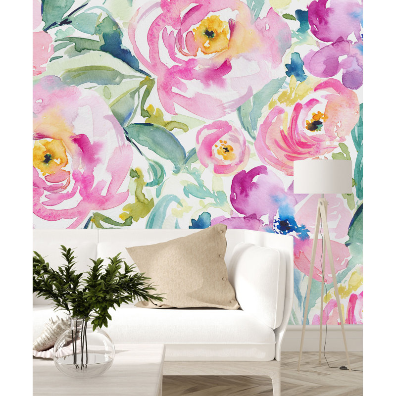 Peel & Stick Floral Wall Mural, 100" W x 8.33" L