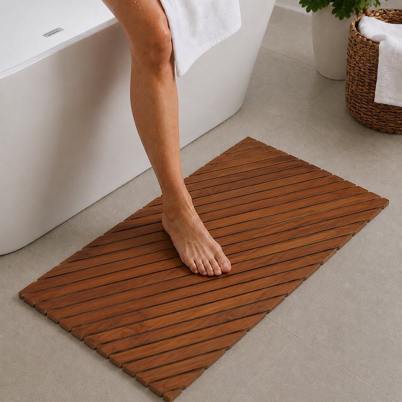 Eligia Solid Wood Non-Slip Shower Mat