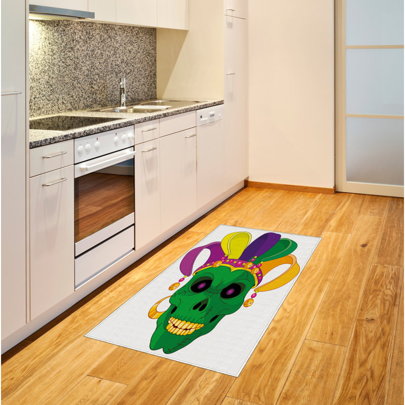 Tapis décoratif en fibres de polyester à haute densité Mardi Gras, Rectangle— 4 pi x 5 pi 8 po