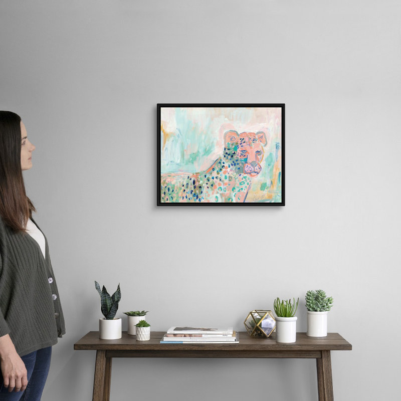 « Cheetah Watch » par Kait Roberts-impression sur toile, H 18 po x l 22 po x P 1,75 po, Toile avec cadre noir