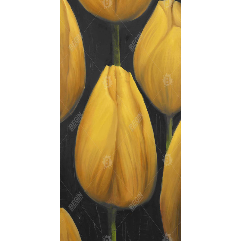 Six daffodils flowers - 15.75"x31.50" Desk mat