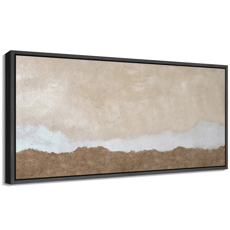 Paysage subtil, horizon, tons terreux, art moderne, H 30 po x l 60 po, Noir, noir, noir, noir
