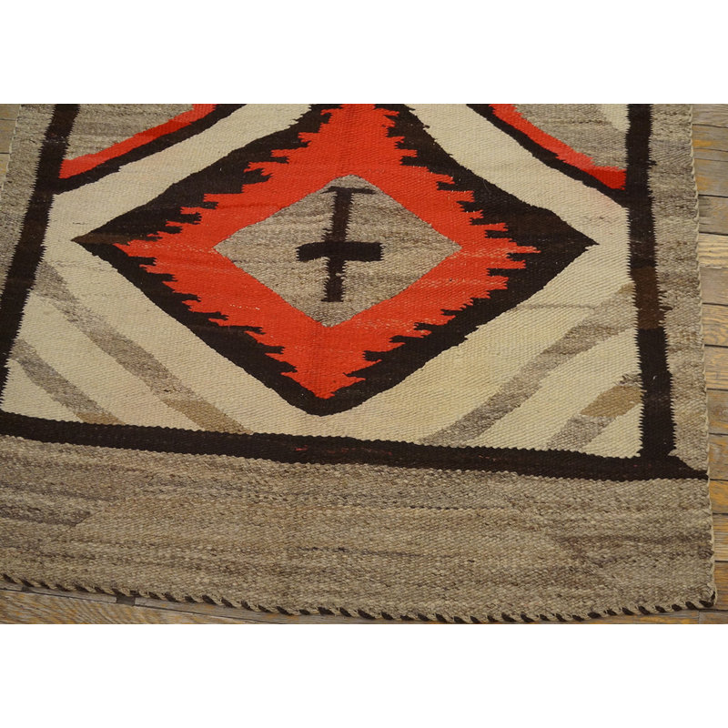 Antique Tribal Geometric Native American Flatweave Navajo Kilim Rug