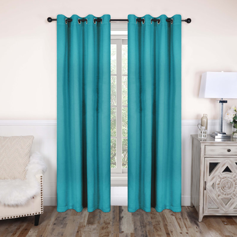 Paire de rideaux obscurcissant avec œillets Millendon, Turquoise, L 46 po x L 108 po