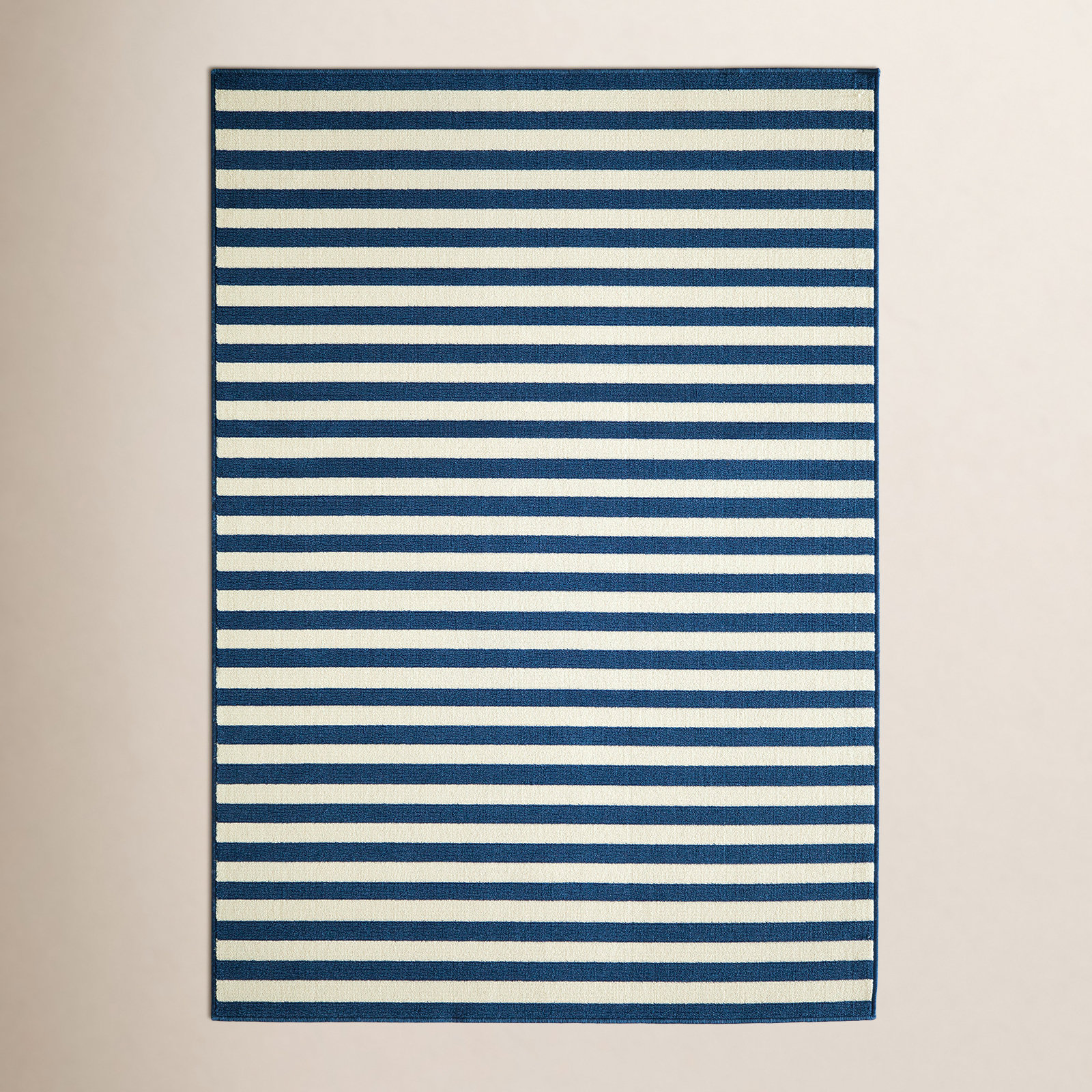 Adrienne Navy Cream Striped Indoor Outdoor Rug, Rectangle 1'8" x 3'7"