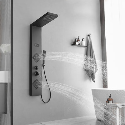 3-way Diverter Shower Tower Panel System with Fixed Shower Head