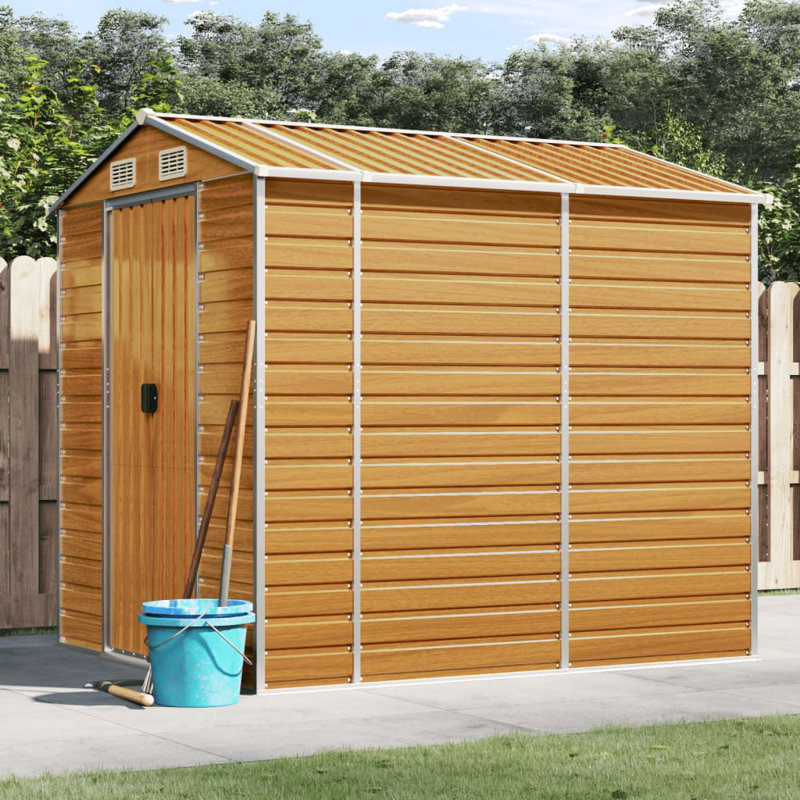 Brenyn Garden Shed 191x215x198 cm Galvanised Steel, Light Brown