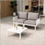 Ensemble de conversation pour patio 3 pièces, mobilier d'extérieur moderne avec table basse carrée et coussins épais et imperméables pour sièges profonds