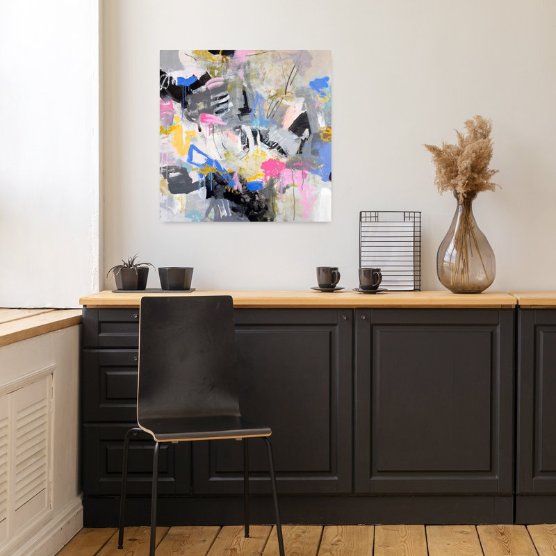 Cotton Candy Mountain, art contemporain abstrait, H 18 po x l 18 po