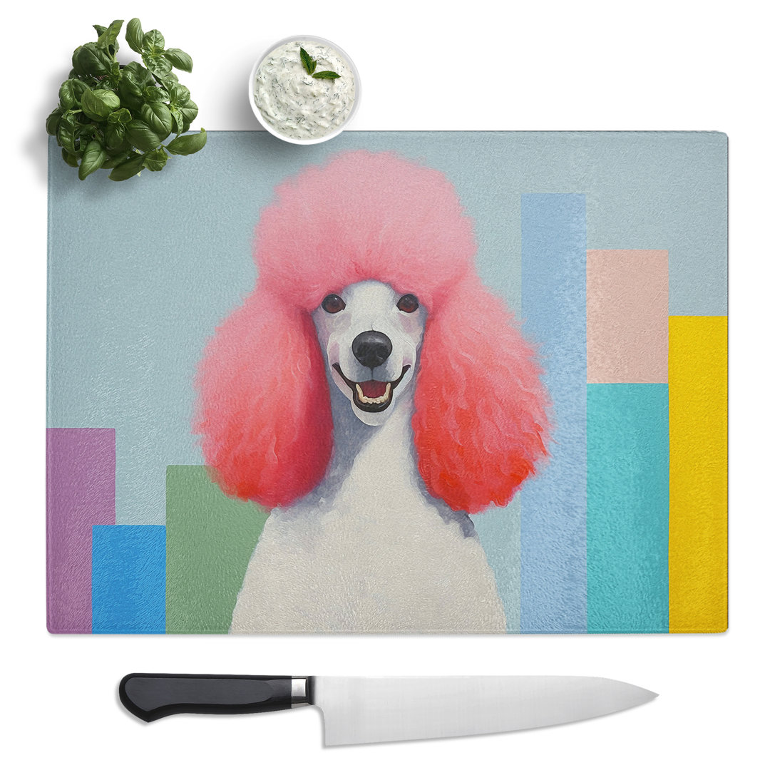 Poodle Minimalism  Glass Chopping Board
