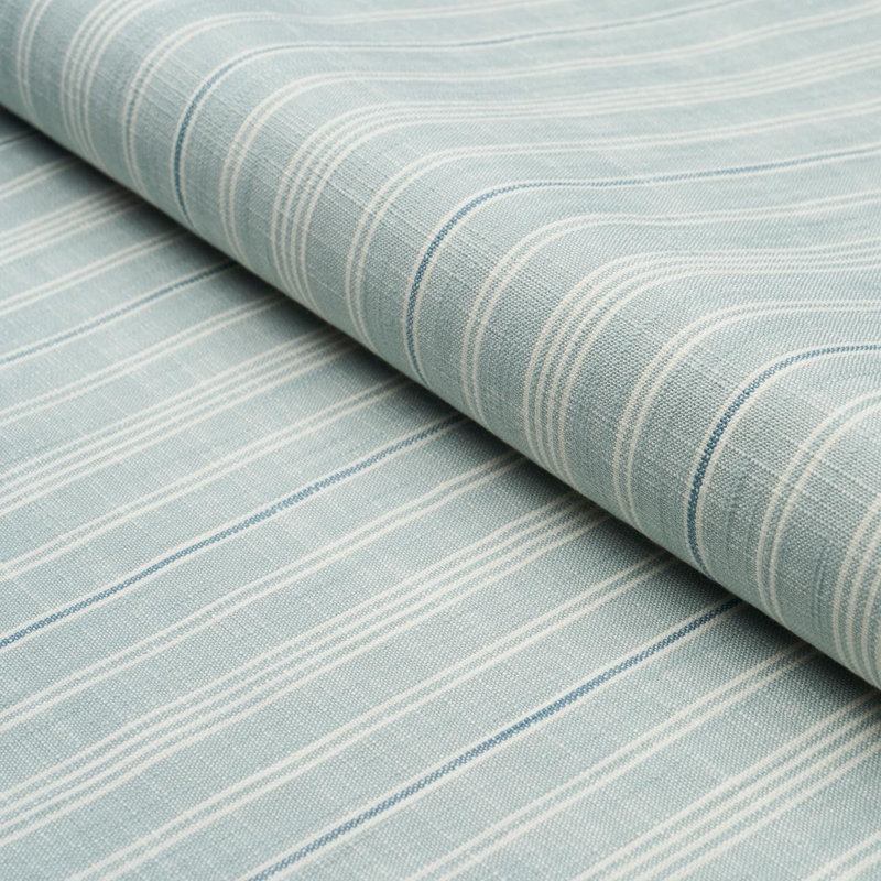 Tissu rayé Schumacher x Mark D. Sikes Lucy, Bleu porcelaine