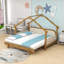 Lit simple en bois avec barrière de sécurité et espace de jeu sous le lit-7202601