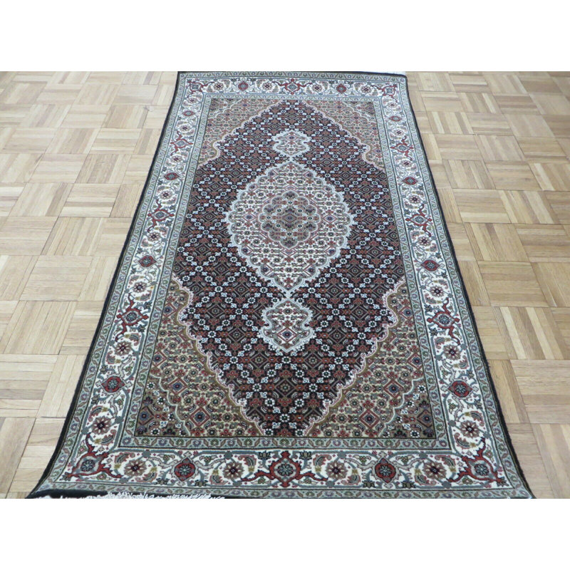 Tapis brun / gris noué à la main de conception unique 3 pi 1 po x 5 pi 4 po Harrogate