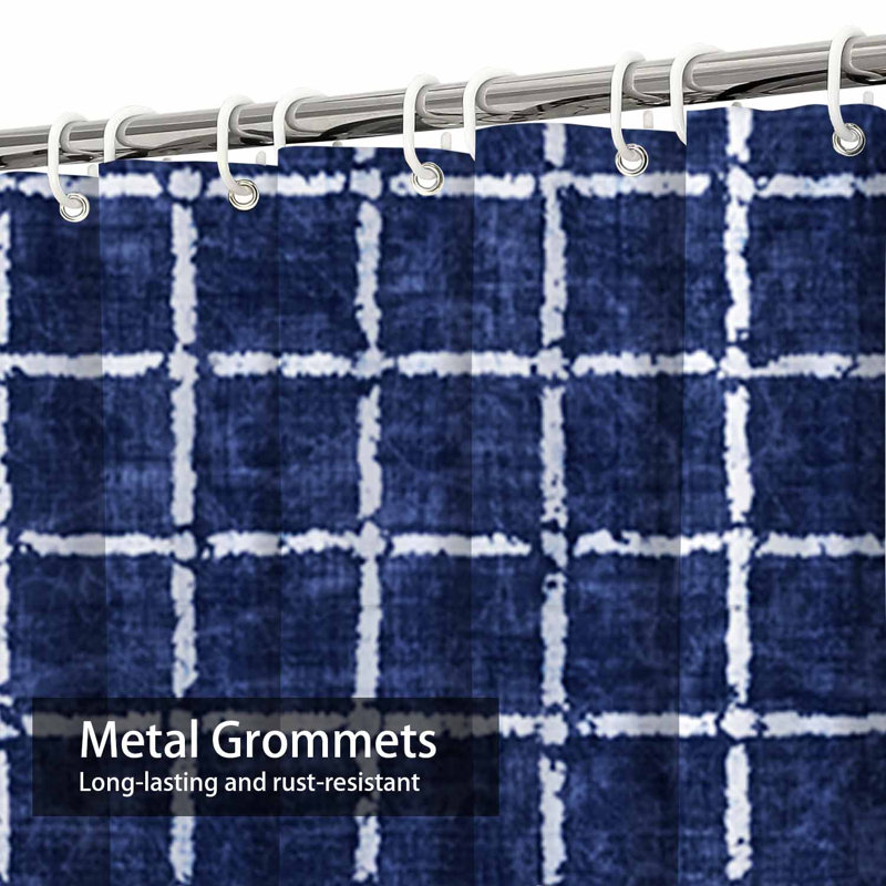 Rideau de douche Broken Grid Indigo, L 72 po x l 78 po