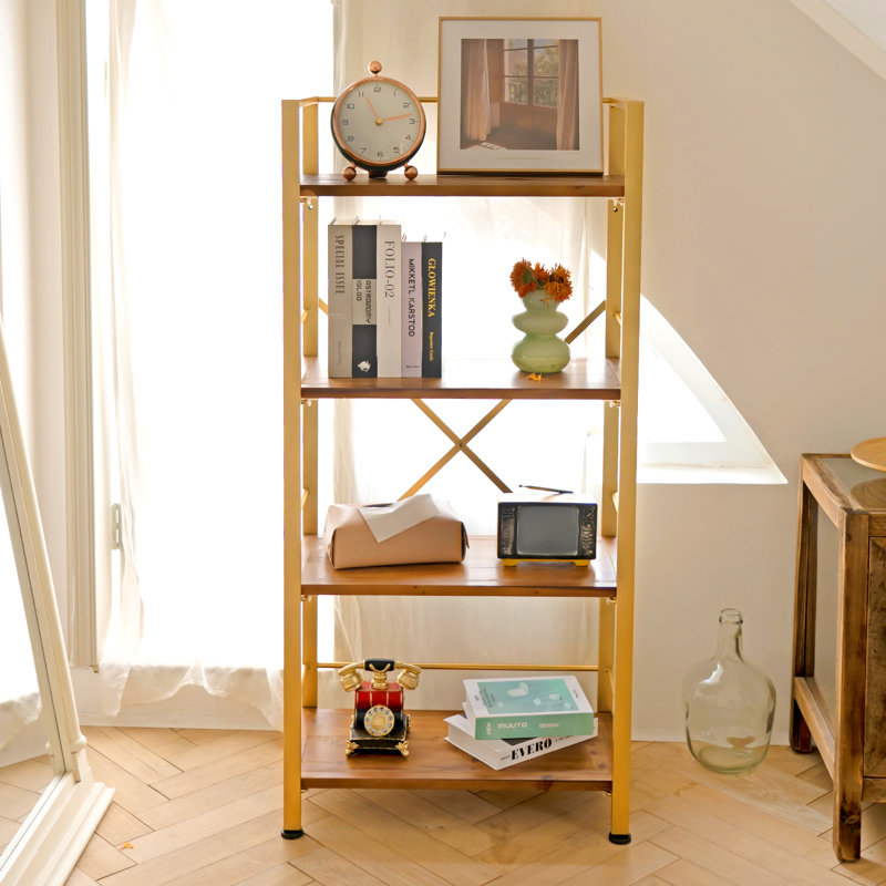 Bibliothèque étagère Iron, Or, (4 tablettes) H 50,4 po x l 23,6 po x P 12,6 po