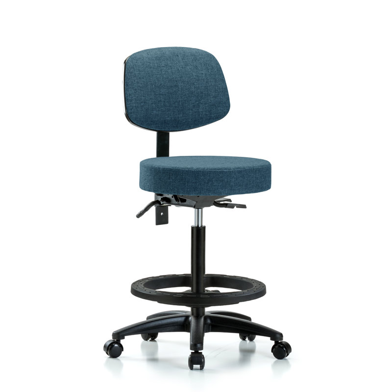 Tabouret de laboratoire à hauteur ajustable Sylvie, Bleu, Roulettes