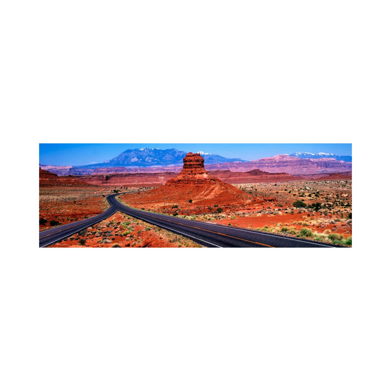 Fork in the Road, Red Rock Country, Utah, USA 1 Piece Wrapped Canvas Panoramic Wall Art, 30.48 cm H x 91.44 cm W x 1.91 cm D