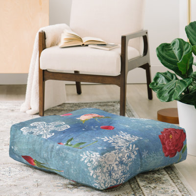 Coussin de plancher neige et roses belle13