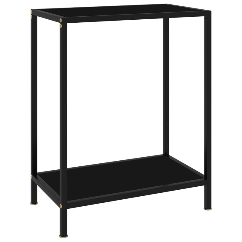Caspar Glass Top Console Table, Black, 75 H x 60 W x 35 D cm