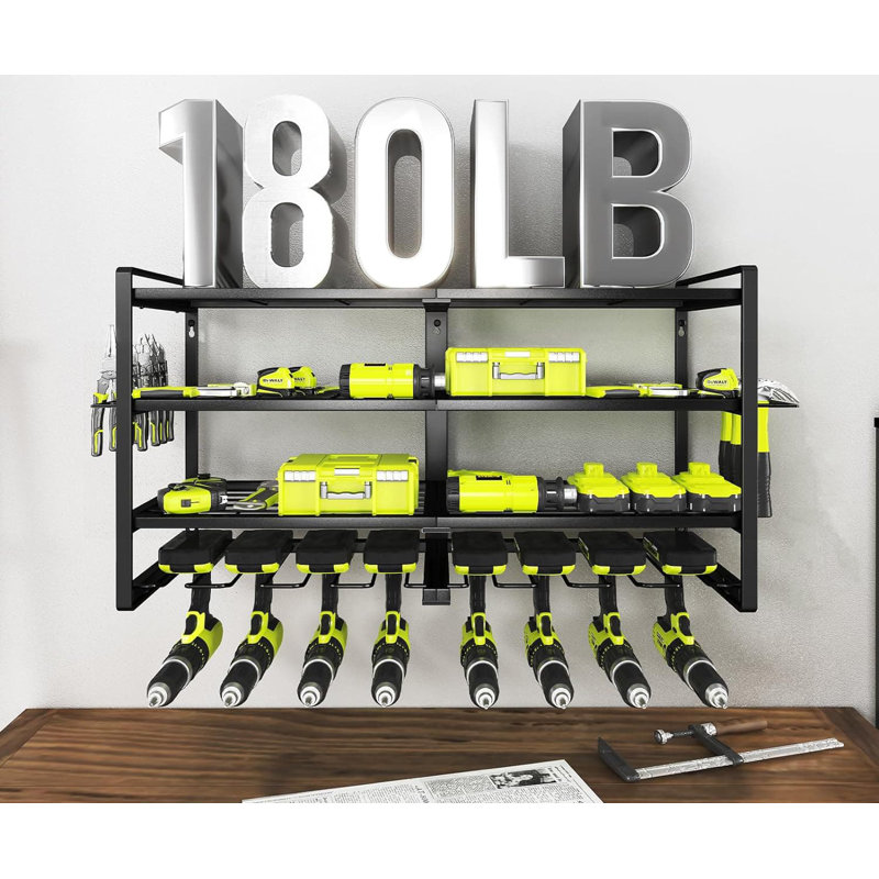 Black Heavy Duty 4-Layer Metal Power Tool Organizer